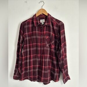 G.H. BASS Women’s Large Button Down Shirt Top‎ Flannel Plaid Outdoor Cotton